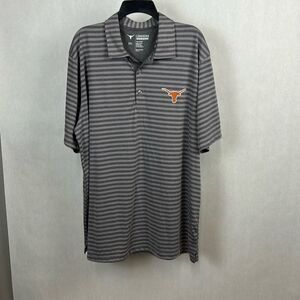 Longhorn Apparel Polo Shirt Gray Stripe Mens Sz 2XL Short Sleeve UT Texas